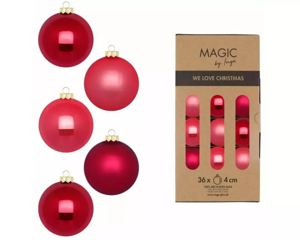 INGES CHRISTMAS DECOR Weihnachtskugel Gentle Pink 36 Stück, Rosa