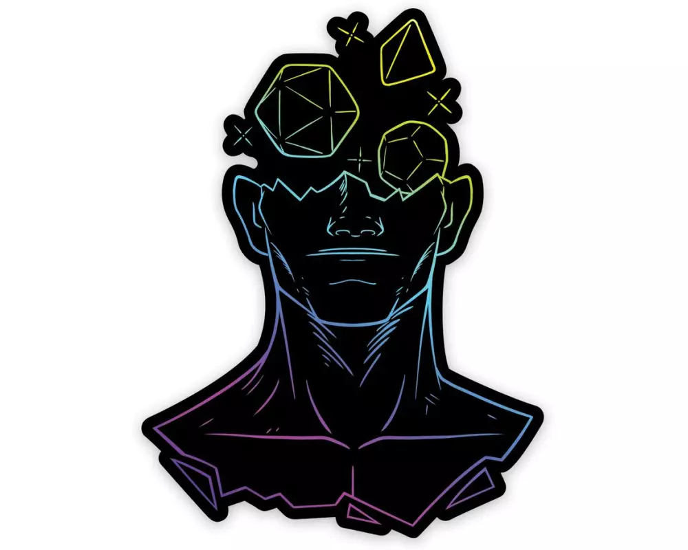 Glass Staff Sticker Holographic Head in the Game Schwarz