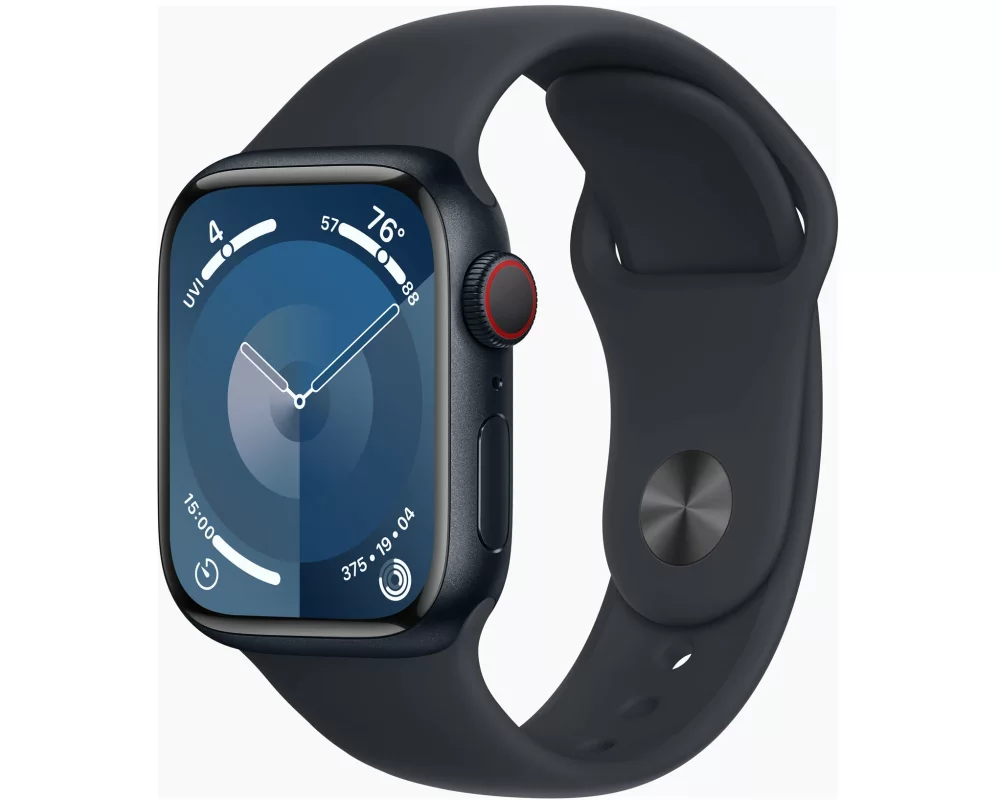Apple Watch Series9 GPS + Cellular 41mm Midnight Aluminium Case with Midnight Sport Band - M/L