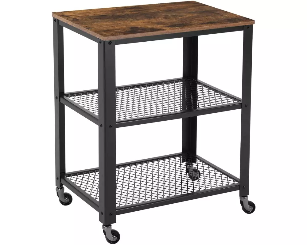 VASAGLE Bartrolley mit Rollen, 60 x 77.5 cm, Braun/Schwarz