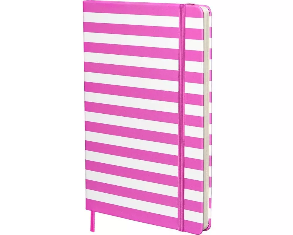 Kolma Notizbuch Stripy A5, Kariert, Flamingo/Weiss