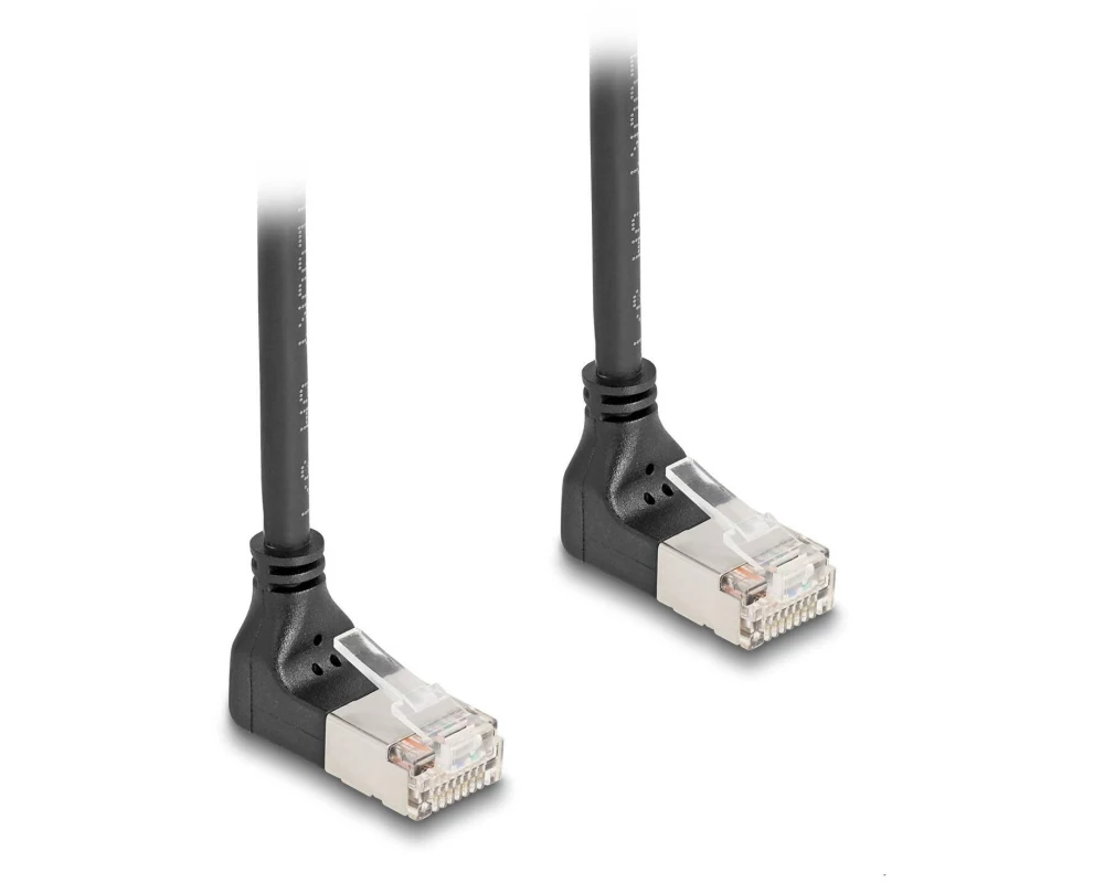 Delock Patchkabel 90° oben gewinkelt Cat 6A, S/FTP, 0.25 m, Schwarz