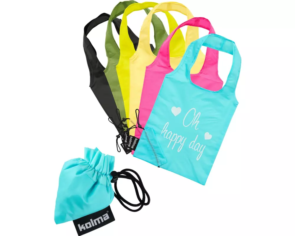 Kolma Tasche RPET «Oh happy day», assortiert, Mehrfarbig, 6x5 Stk.