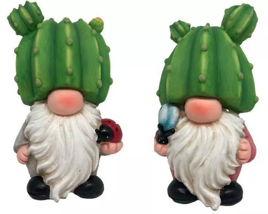 Dameco Dekofigur Gartenwichtel Kaktus 2-er Set, 10.5 x 11 x 17.5 cm