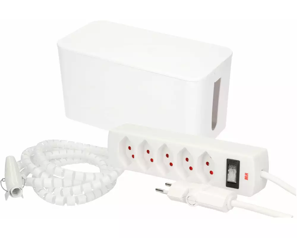 Max Hauri Kabelbox mit Steckerleiste 5x T13 Weiss