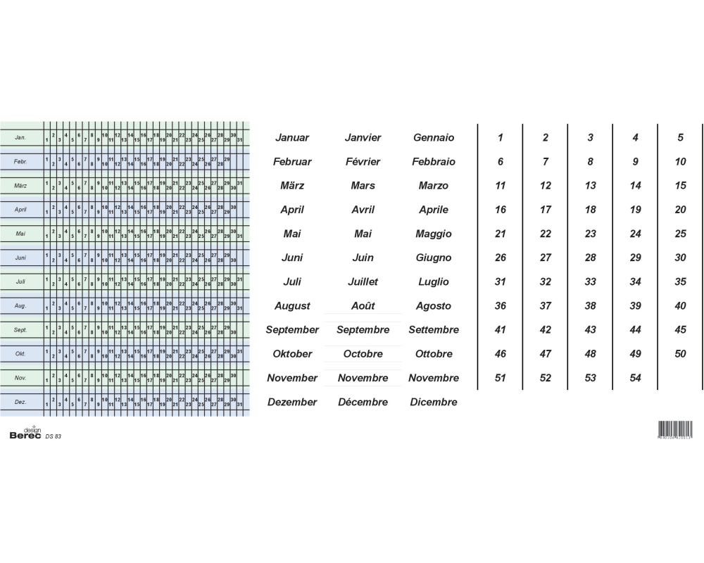 BEREC Datumsstreifen DS 83 7-Tage-Woche selbstklebend