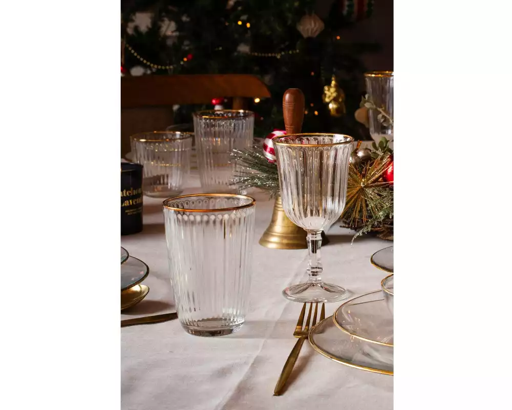 Hermia Trinkglas 400 ml, 4 Stück, Transparent/Gold
