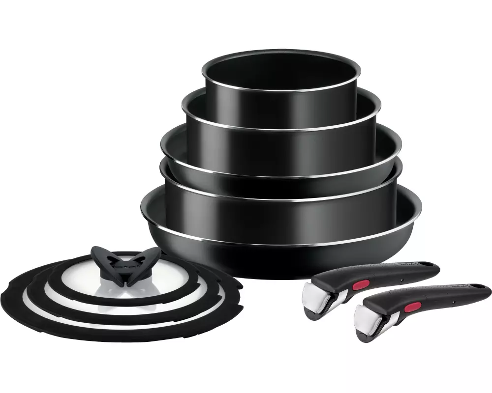 Tefal Kochgeschirr-Set Ingenio Easy On 10-teilig, Schwarz