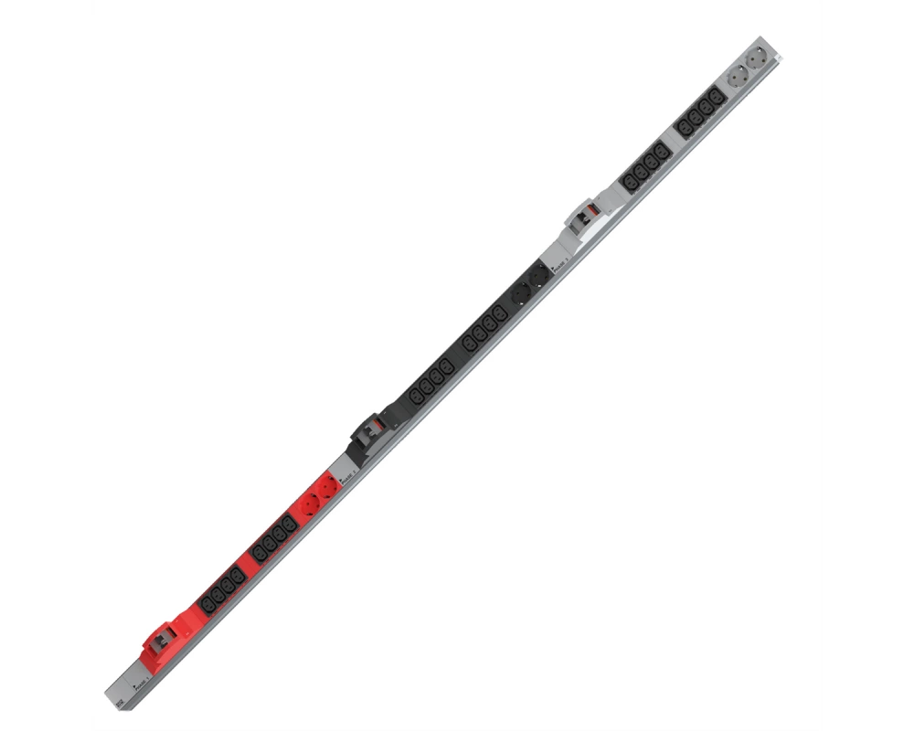 BACHMANN IT PDU ALU 1HE 24x C13 6x Schutzkontakt 6LS, CEE 3x 32A rot