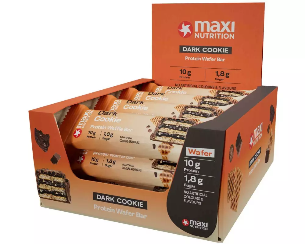 Maxi Nutrition Protein Waffle Bar – Dark Cookie Cookie, 12 x 39 g