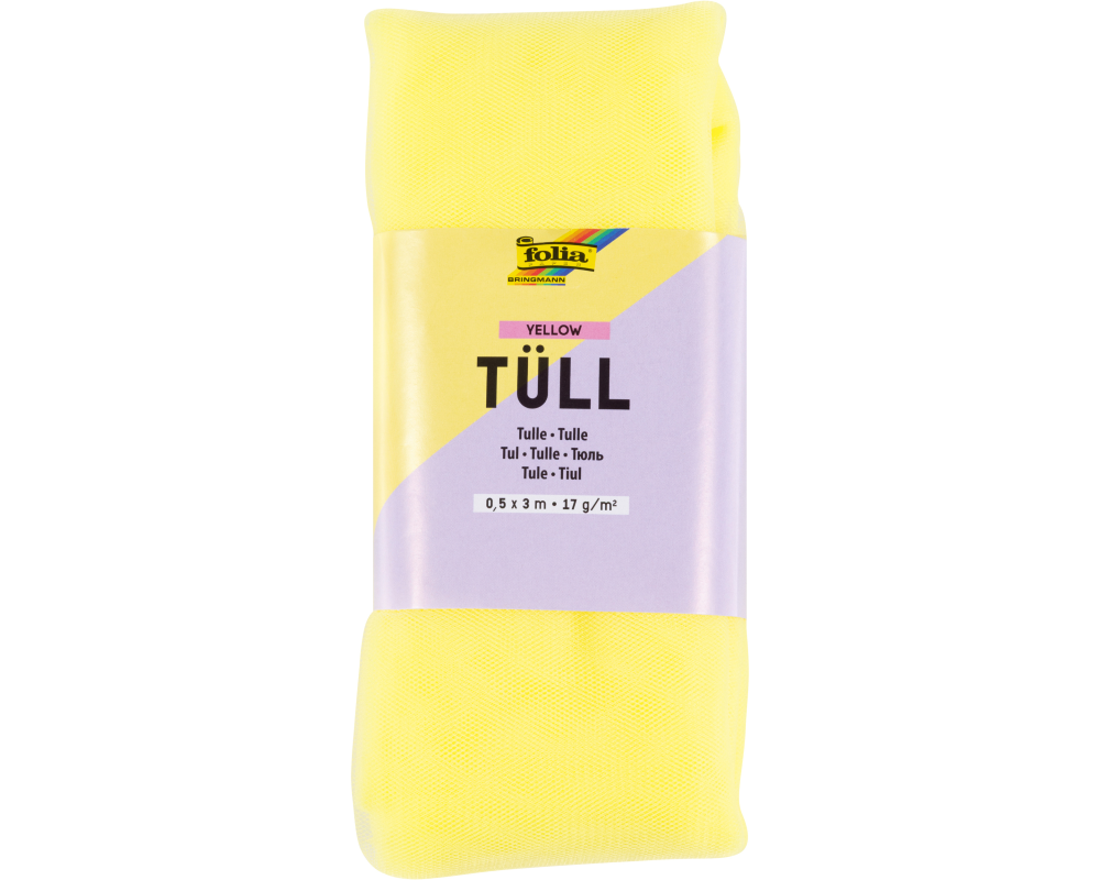 FOLIA Tüll-Stoff 3mx50cm 8014 gelb