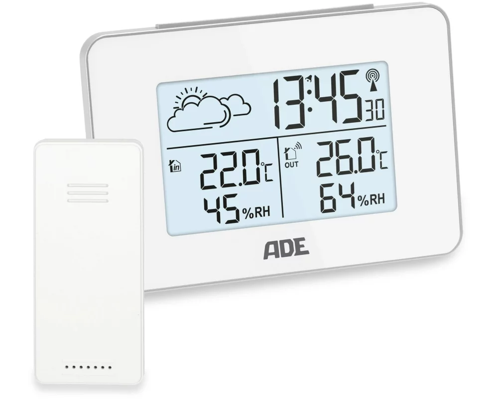 ADE Wetterstation mit Funk-Aussensensor Weiss