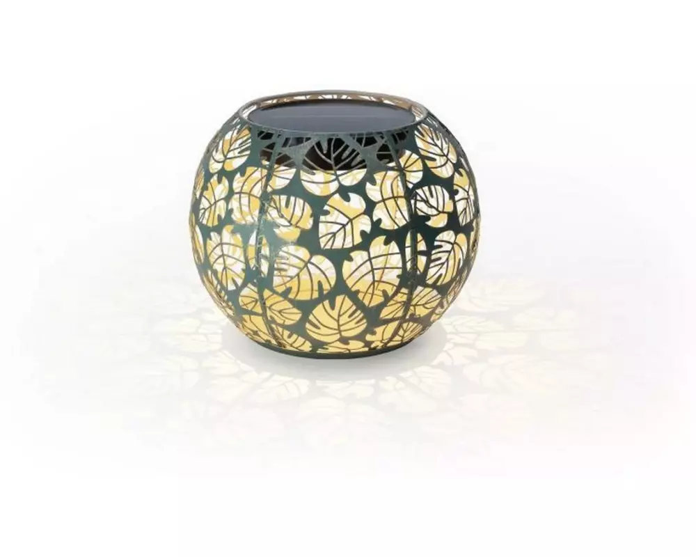 STT Windlicht Solar Antic Globe Monstera Ø 22 cm, Dunkelgrün