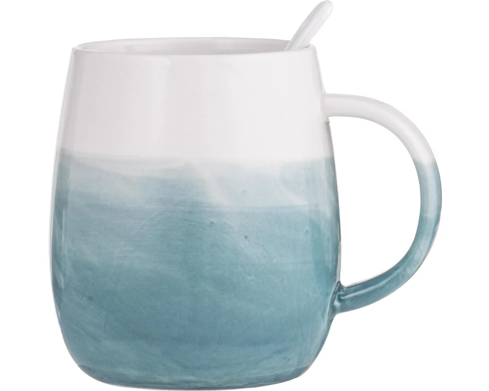Ladelle Tasse mit Löffel Immerse 380 ml, 1 Stück, Blau/Grün/Weiss