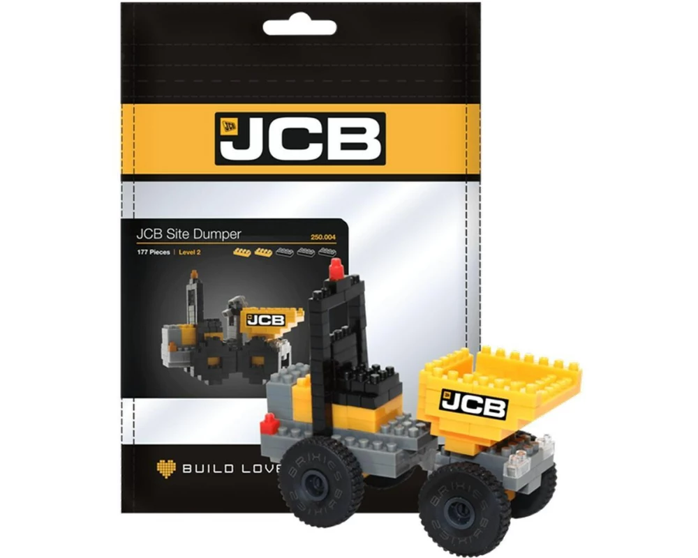 BRIXIES Bausteinmodell JCB Baustellenkipper aus 126 Bausteinen
