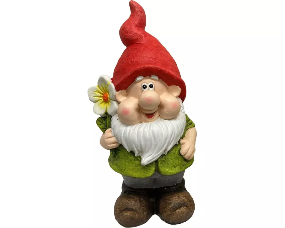 Dameco Dekofigur Gartenzwerg mit Blume, 12 x 15 x 28 cm
