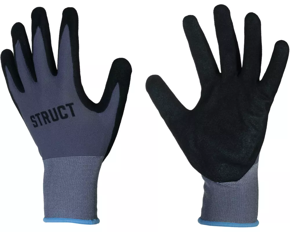 STRUCT Arbeitshandschuh Nylon, L, Grau/Schwarz, 1 Stück