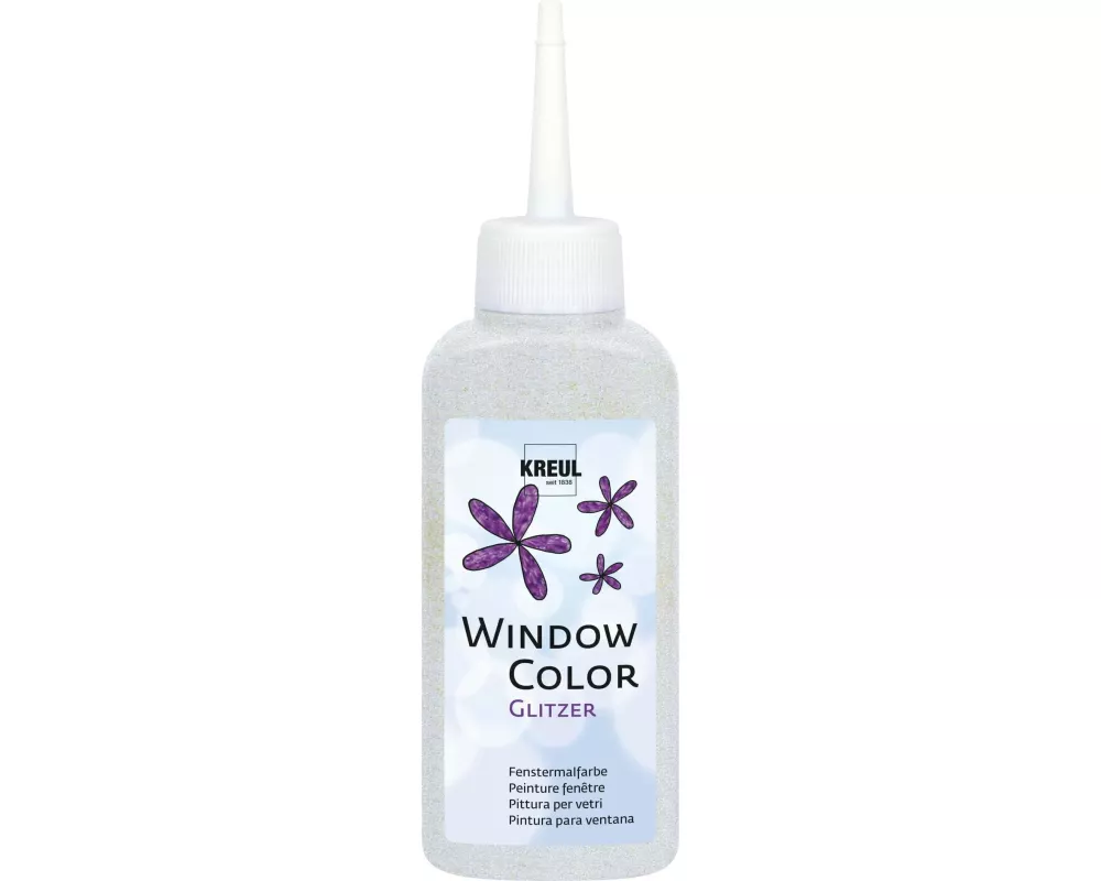 Kreul Fensterfarbe Window Color Glitzer Silber, 80 ml