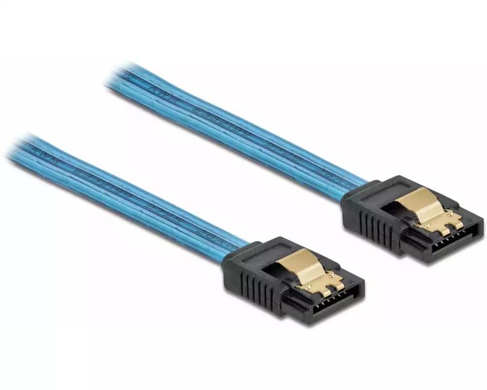 Delock SATA-Kabel UV Leuchteffekt blau 20 cm