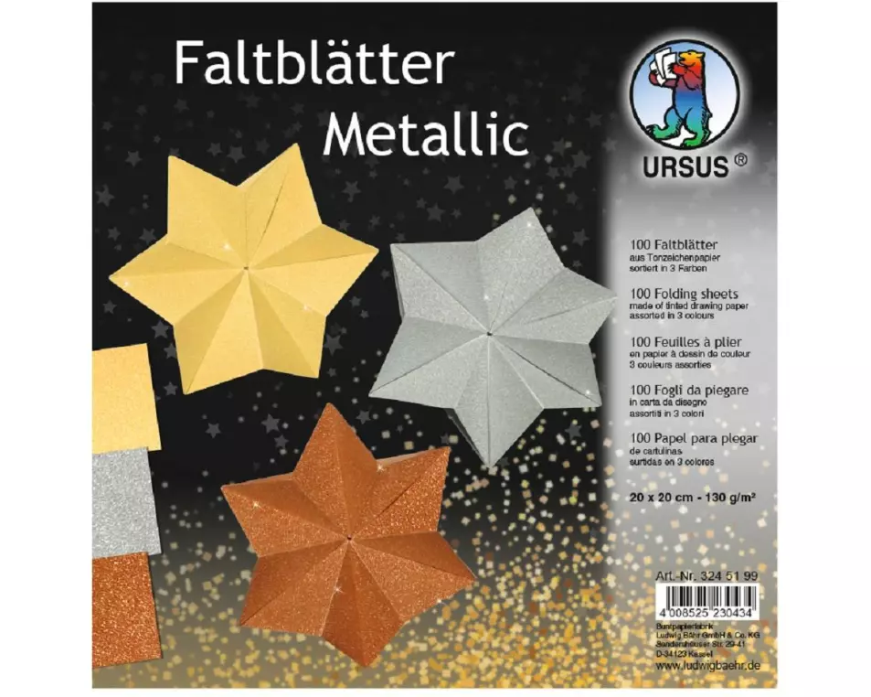 URSUS Faltblätter Origami 20 x 20 cm, 130 g/m², 100 Blatt