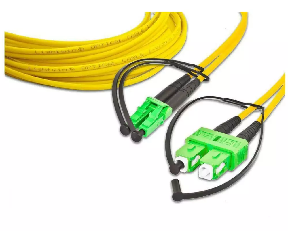 Lightwin LWL-Patchkabel Singlemode LC/APC – SC/APC, OS2, Duplex, 2 m