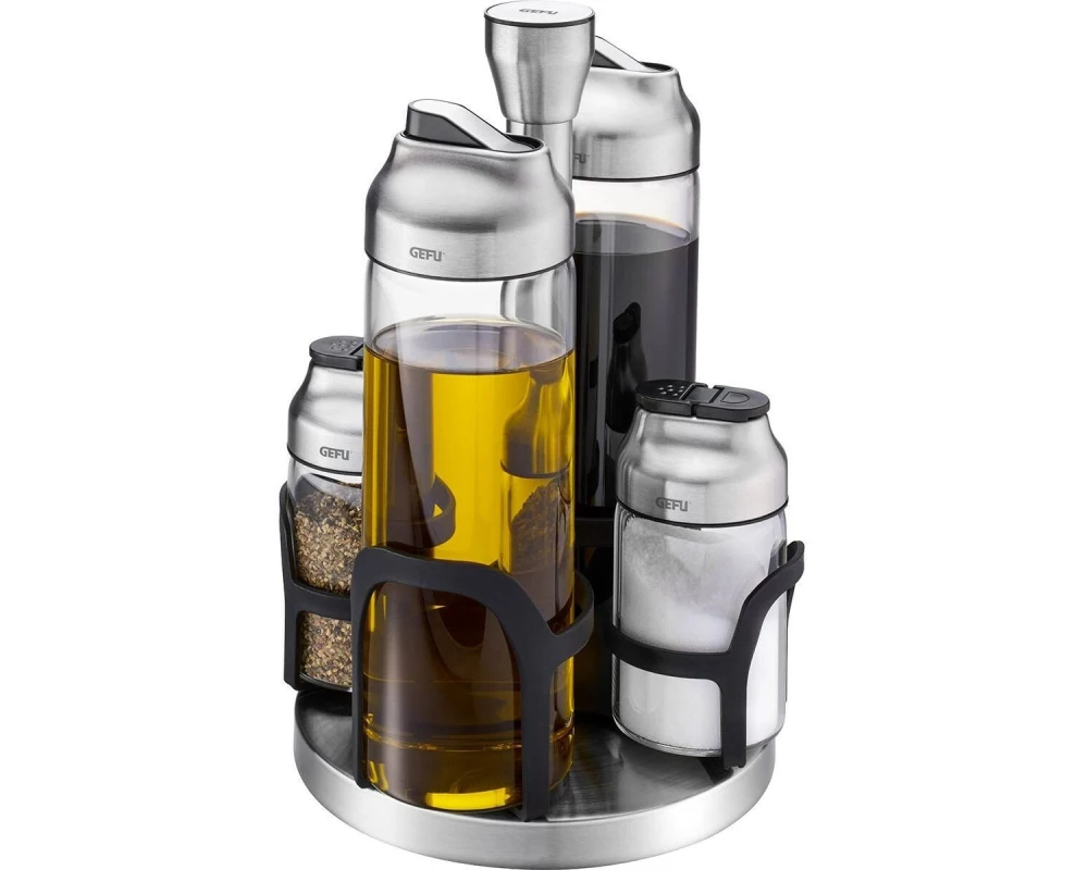 GEFU Essig-Öl und Gewürz Menage Kippo 5-teilig