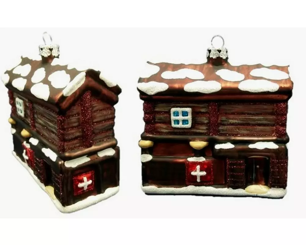 creanorm Weihnachtskugel Haus Zermatt Braun
