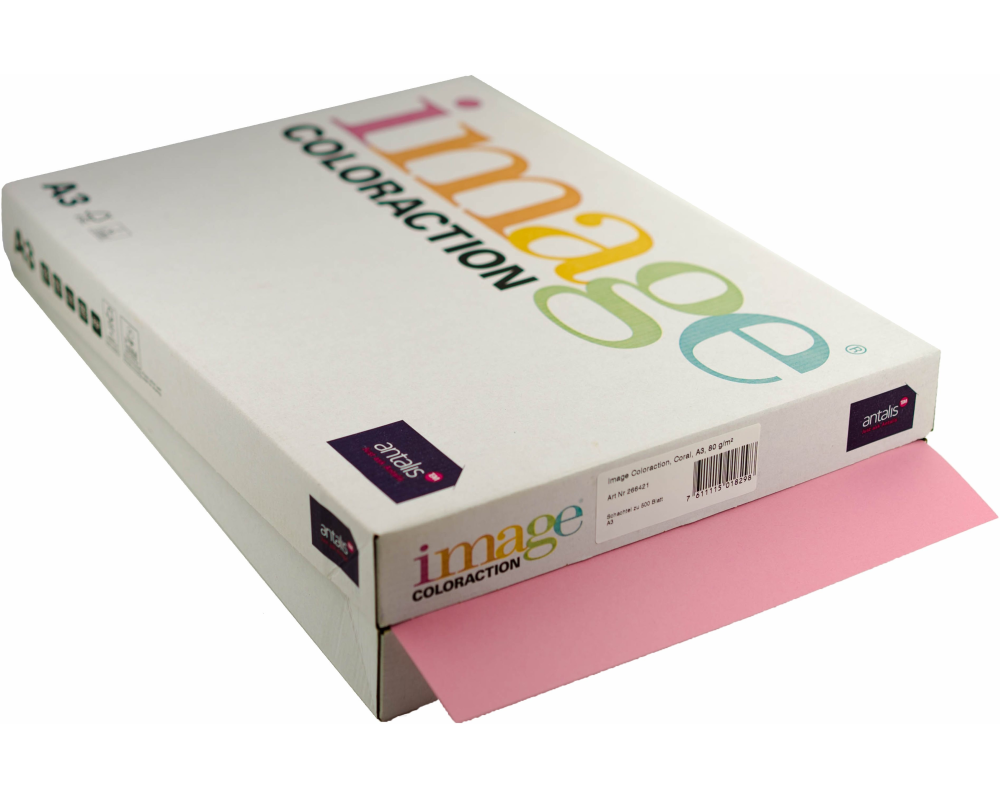 IMAGE COLORACTION Kopierpapier Coral A3 266421 80g, rosa 500 Blatt