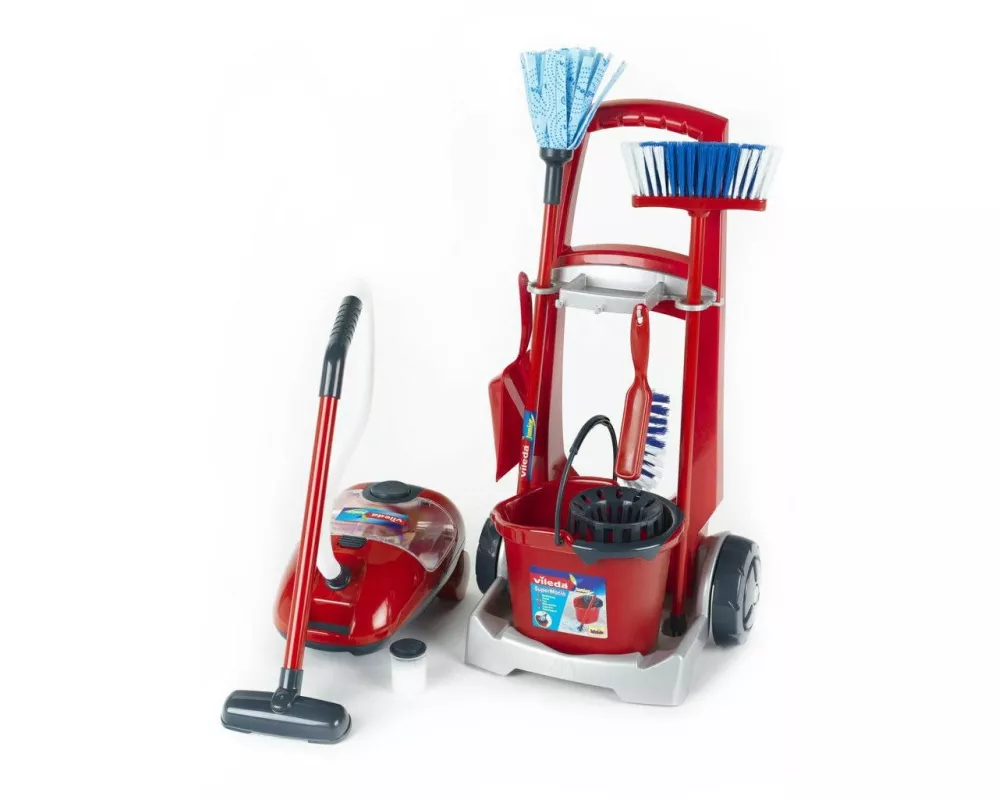 Klein-Toys Reinigungs-Spielzeug Vileda Besenwagen und Staubsauger