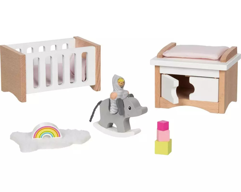 Goki Puppenhausmöbel Babyzimmerausstattung 12-teilig