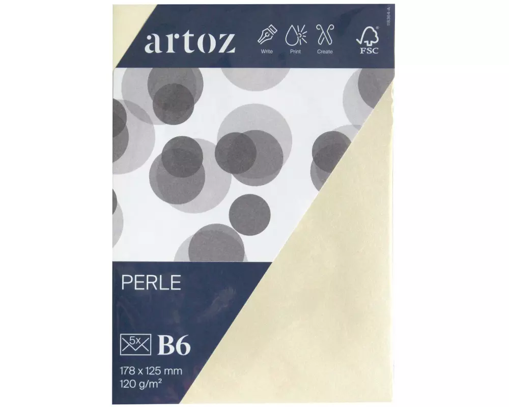 Artoz Couvert Perle B6, 5 Stück, Ivory