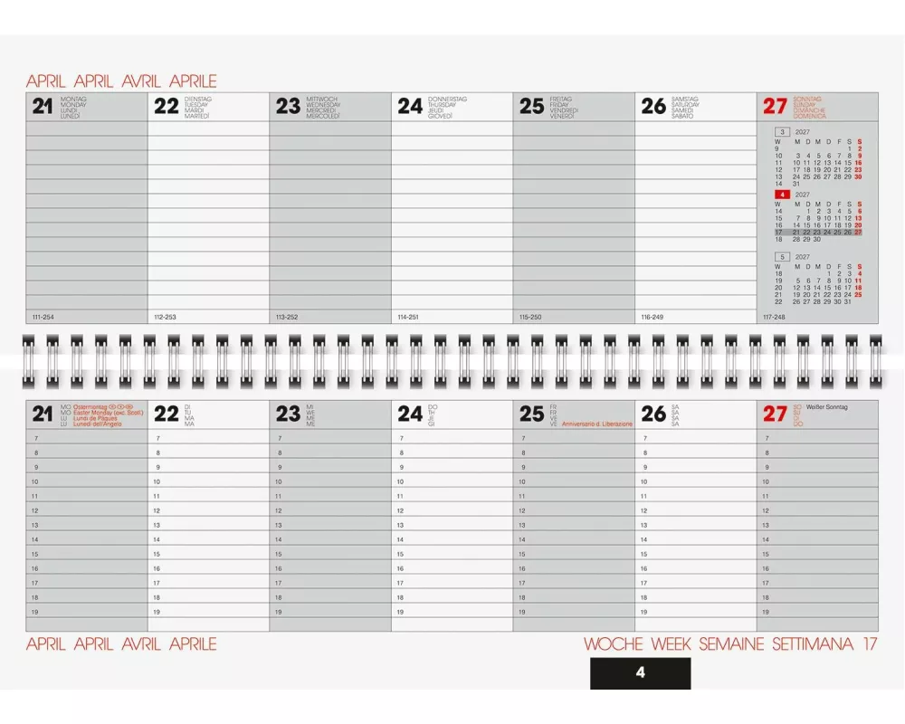 Simplex Tafelkalender Timer horizontal 2027 Weiss 29.7 x 10.5 cm