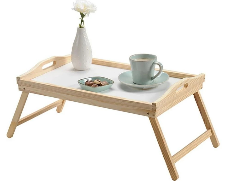Kesper Serviertablett Bett Kiefernholz MDF Weiss
