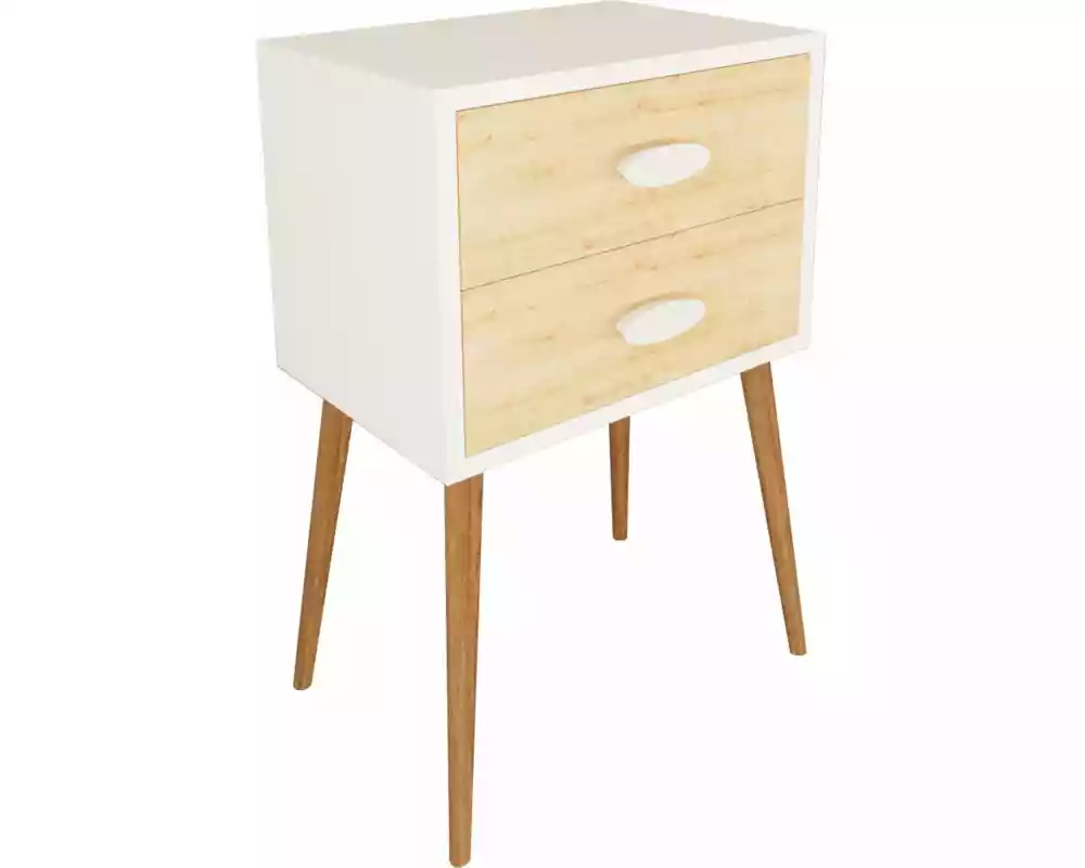 VCM Nachttisch Singol XXL 45 x 70 cm, Weiss/Honig-Eiche