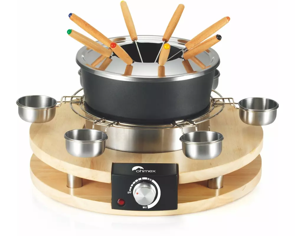 OHMEX Fondue-Rechaud OHM-FND-1060 16 Teile, Schwarz/Silber