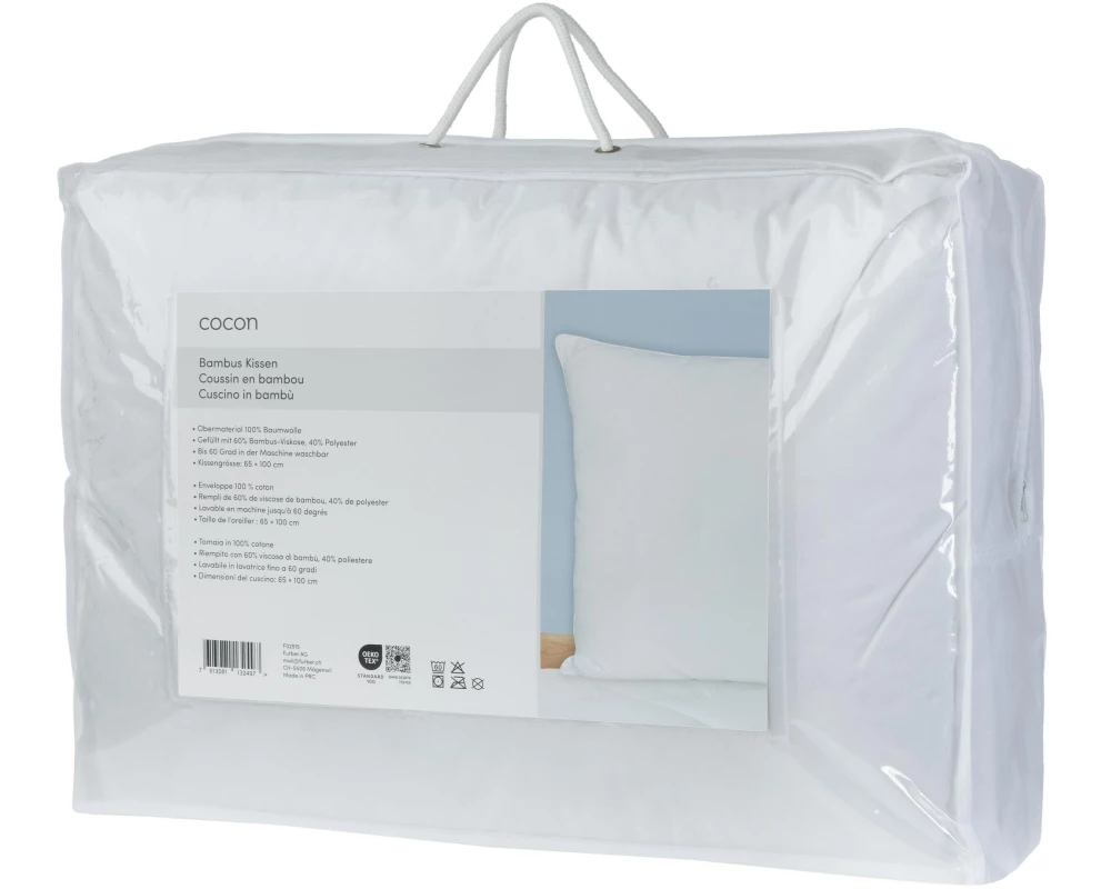 COCON Klassisches Kopfkissen Bambus, 65 x 100 cm