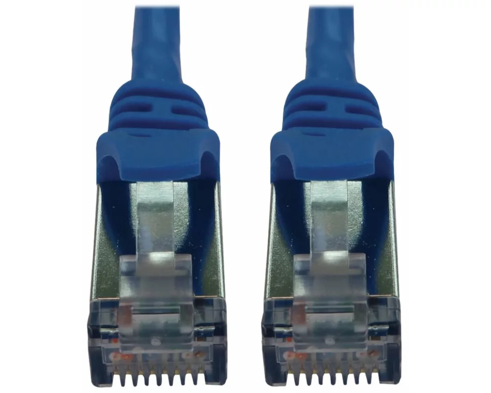 EATON TRIPPLITE Cat6a, 10G, Snagless, Shielded, Slim, STP Ethernet Cable, RJ45, M/M, PoE, Blue, 15 ft. 4.6m