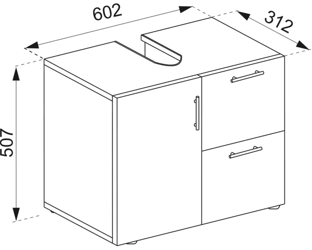 VCM Waschbeckenunterschrank Flandu 61 x 51 cm, Weiss/Beton