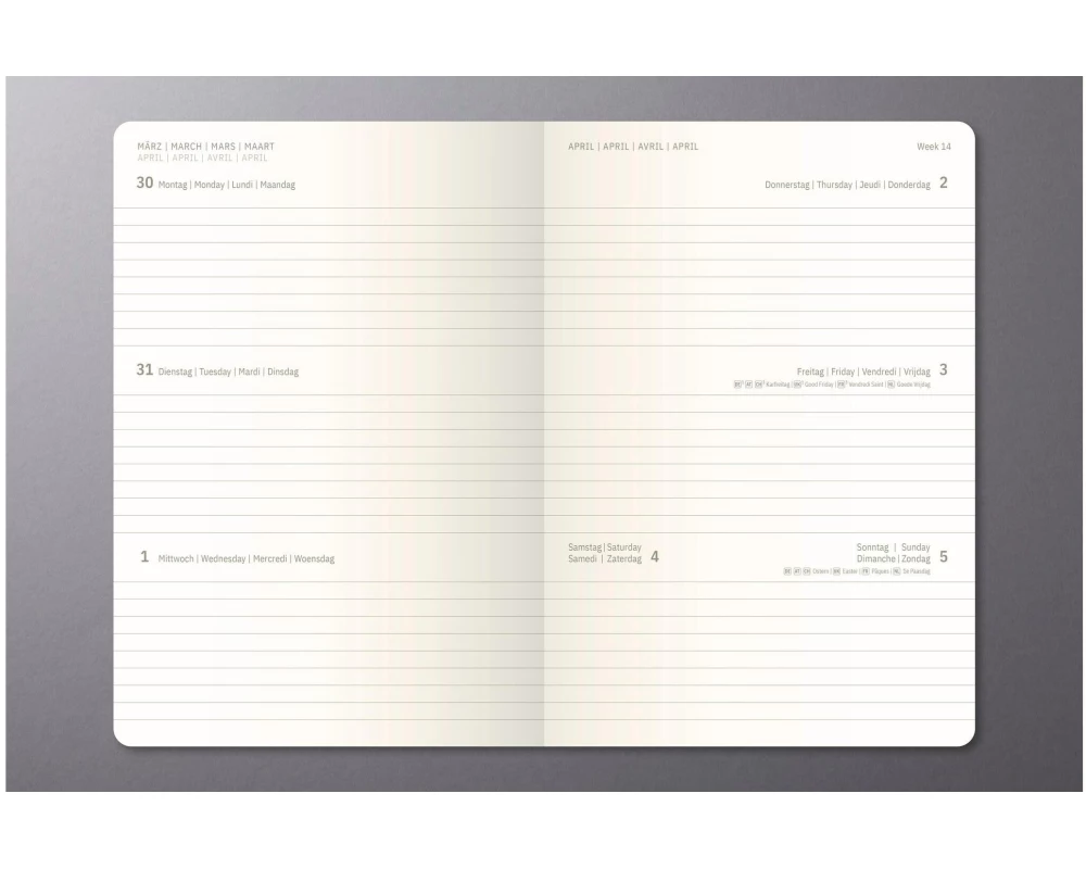 Sigel Wochenagenda Conceptum 2027 1W/2S, 9.3 x 14 cm Schwarz
