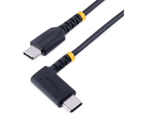 StarTech.com 1ft (30cm) USB C Charging Cable Right Angle, 60W PD 3A, Heavy Duty Fast Charge USB-C Cable, Durable Rugged Aramid Fiber