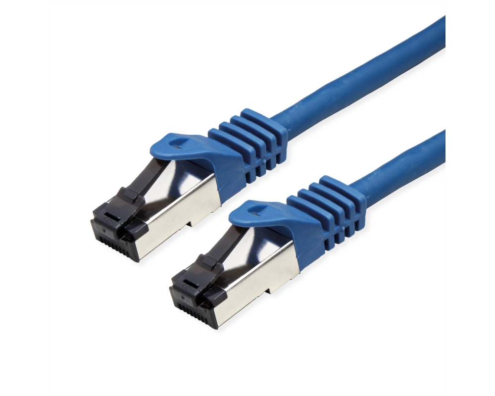 VALUE S/FTP-(PiMF-) Patchkabel Cat.8 (Class I), LSOH, PoE, Litzendraht, blau, 1 m
