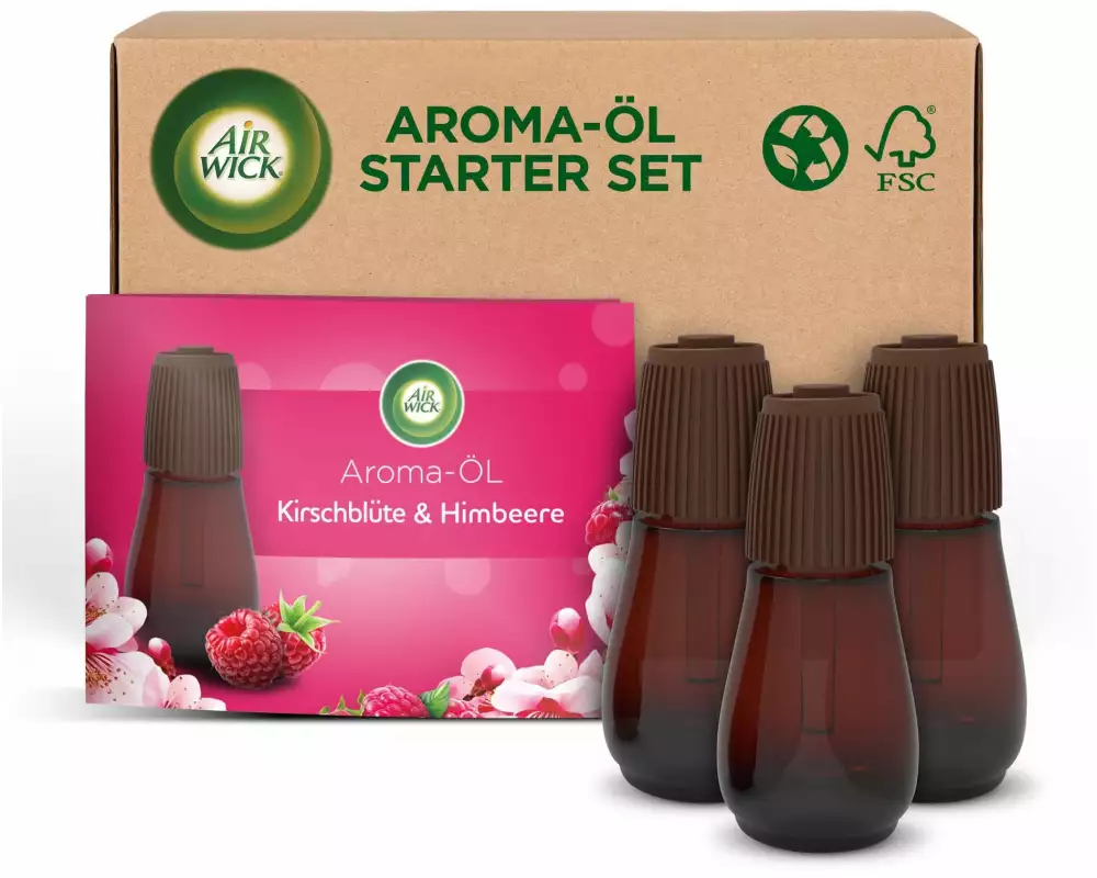 Air Wick Aroma-Öl Flakon Nachfüller-Set, Kirschblüte & Himbeere