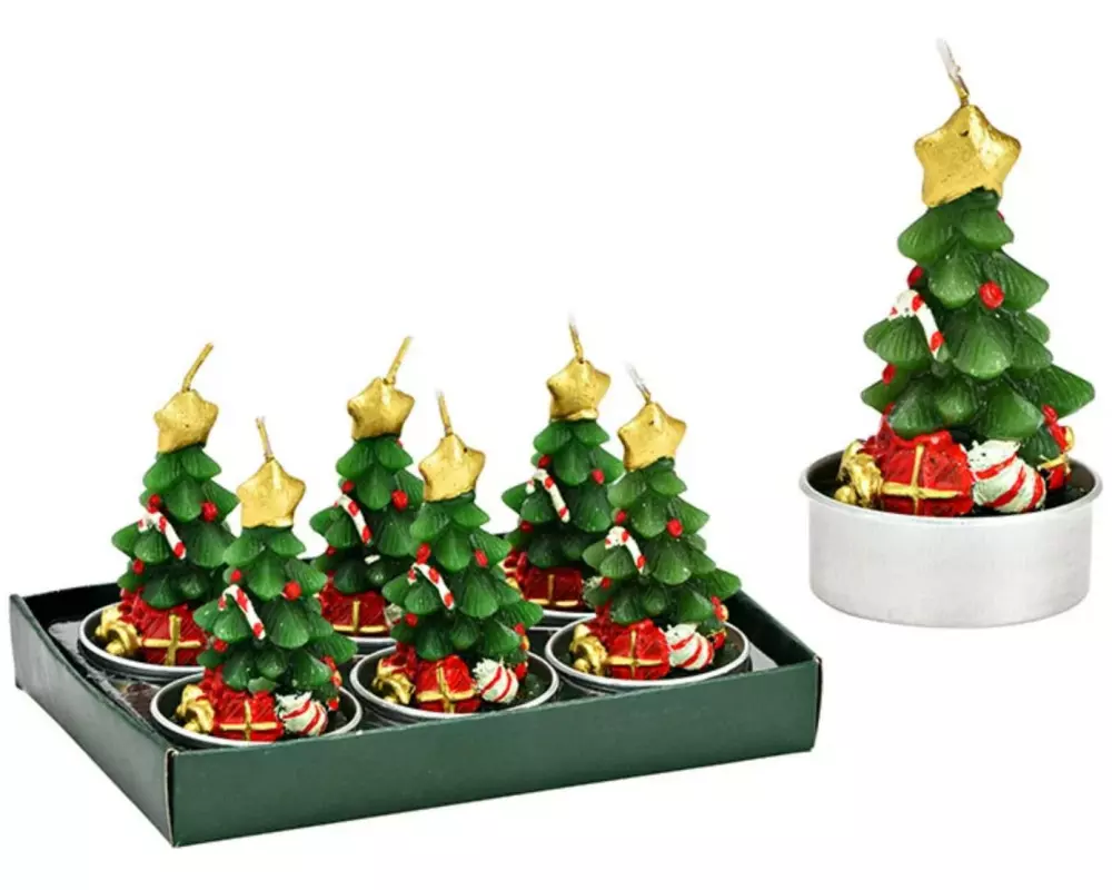 G. Wurm Teelichter Tannenbaum 6 Stück, Grün