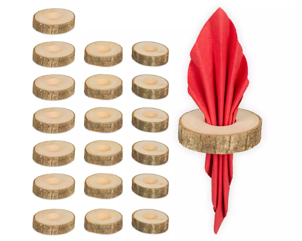 relaxdays Serviettenring Natur, 20 Stück