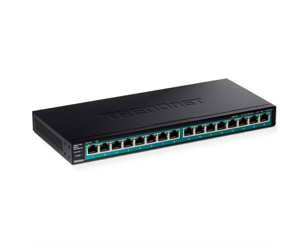 TRENDnet TPE-TG161H 16 Port PoE Switch Gigabit PoE+ Switch 120W