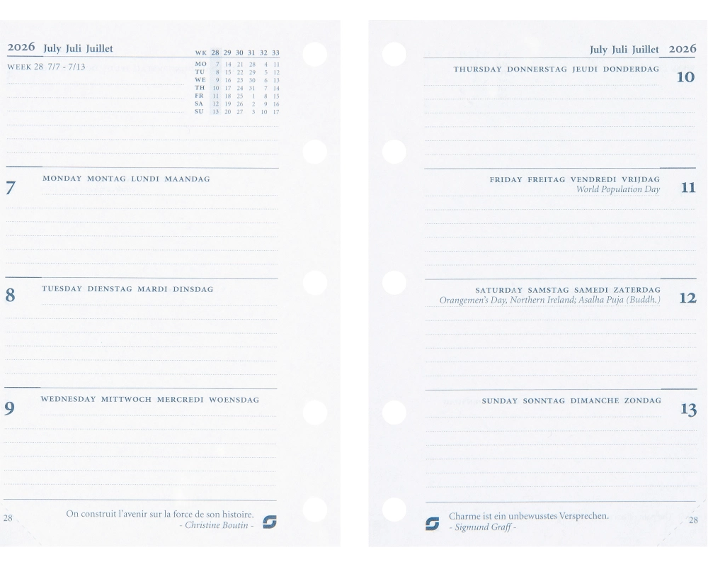 SUCCES Agenda Mini 2026 841207000026U 1W/2S Ersatzkal. 6.7x10.4cm