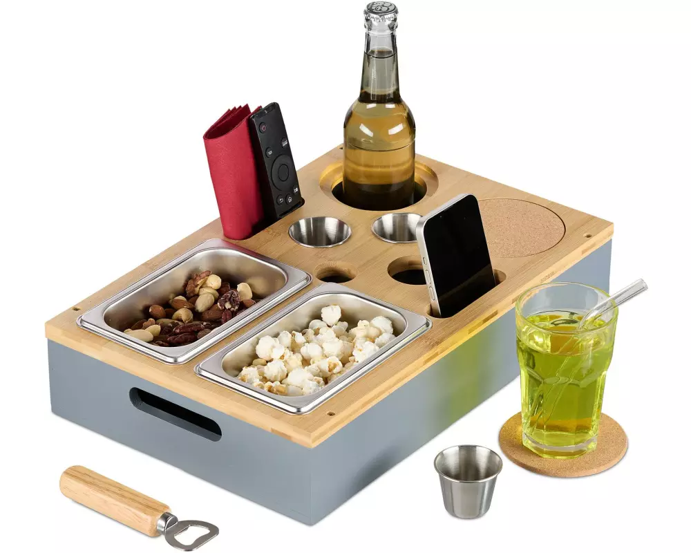 relaxdays Serviertablett Silber/Braun