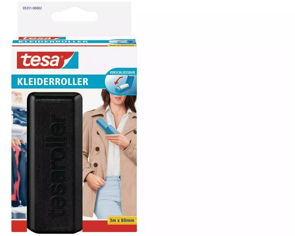 tesa tesa Kleiderroller 3 m x 80 mm, rosa / hellgelb / hellgrau