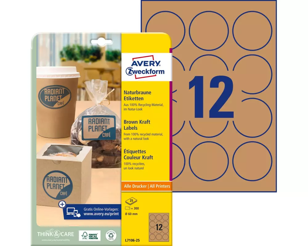 Avery Zweckform Runde Etiketten Ø 60 mm, 25 Blatt