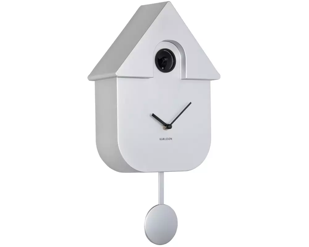 KARLSSON Wanduhr Modern Cuckoo Metallic Silver